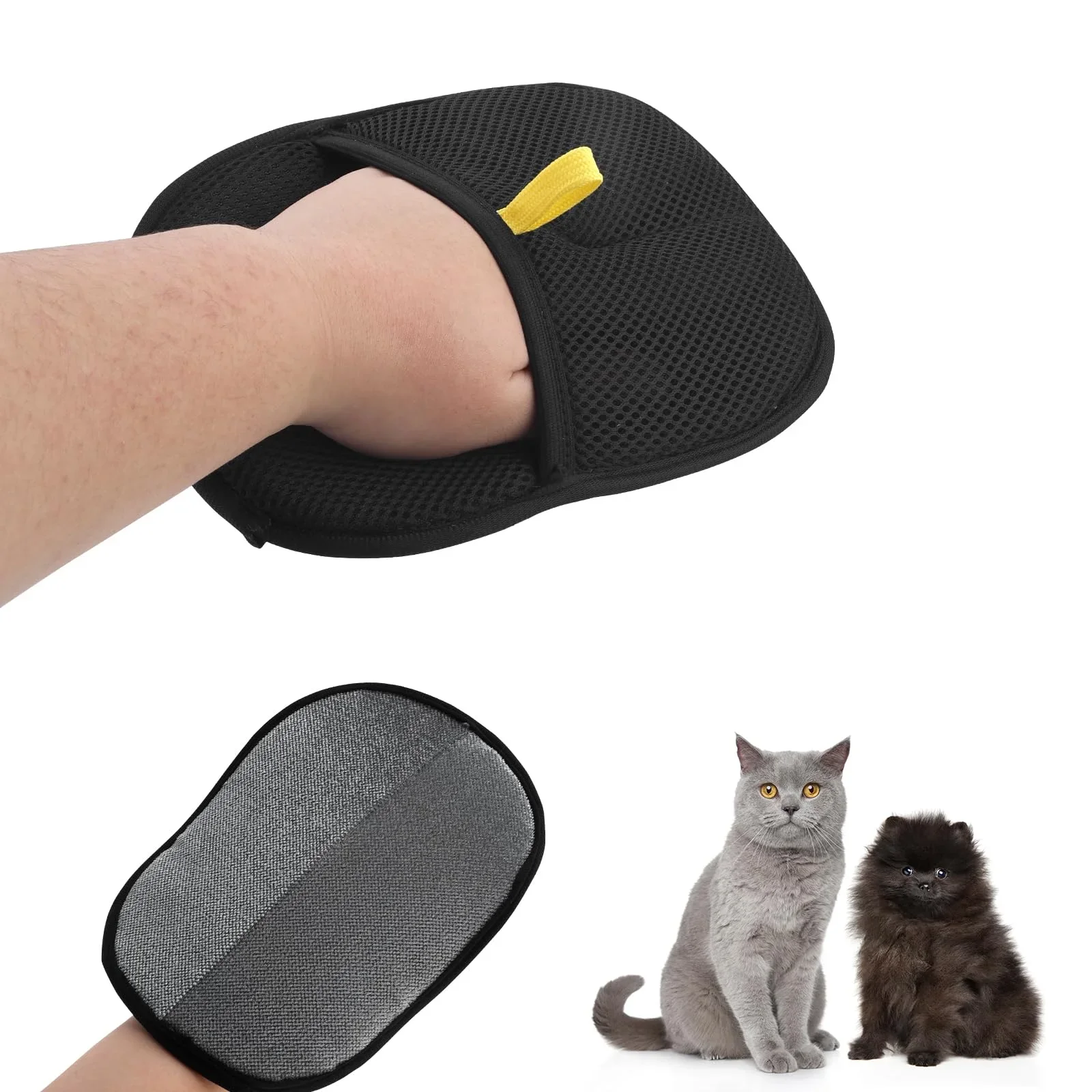 Pet Grooming Glove - Reusable Static Removal Gloves, Double-Sided Grooming