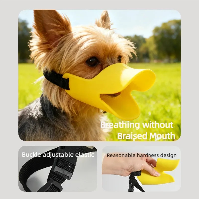 Dog Muzzle Silicone - Breathable Duck Shape Dog Muzzle Adjustable